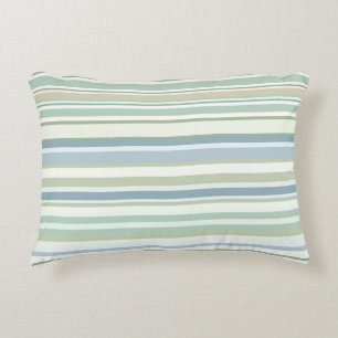 Blue Green and white stripes Accent Pillow