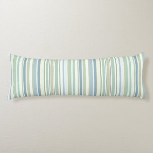 Blue Green and white stripes Body Pillow