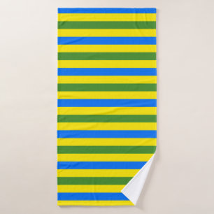 Blue Green and Yellow Stripes Design Bath Towel