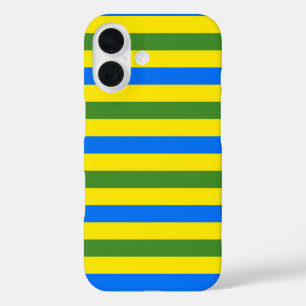 Blue Green and Yellow Stripes Design iPhone 16 Case