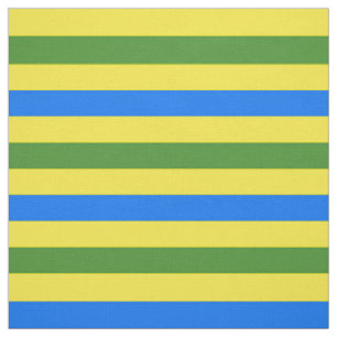 Blue Green and Yellow Stripes Design Fabric
