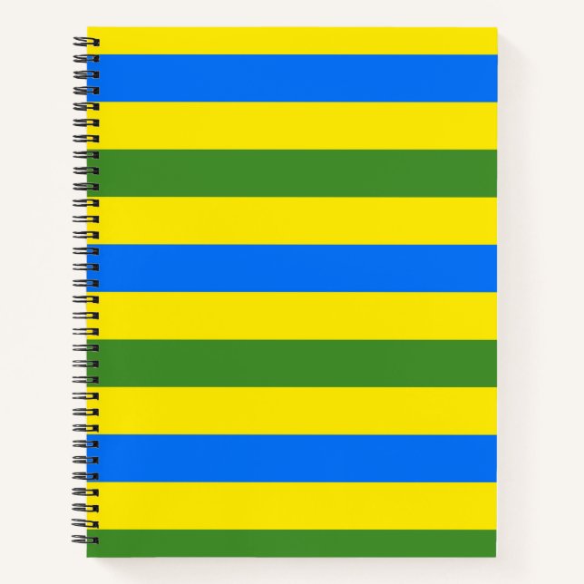 Blue Green and Yellow Stripes Design Notebook (Front)