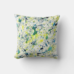 Blue, Green, and Yellow Throw Pillow
