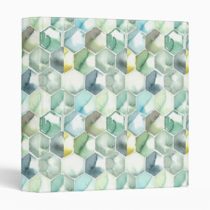 Blue & Green Aquarelle Honycomb Pattern Binder