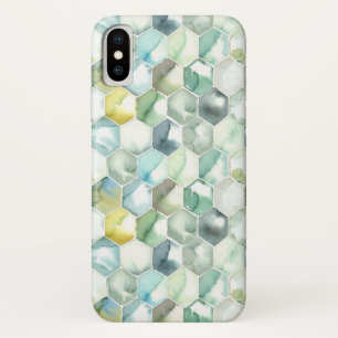 Blue & Green Aquarelle Honycomb Pattern Case-Mate iPhone Case