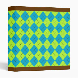 Blue Green Argyle Binder