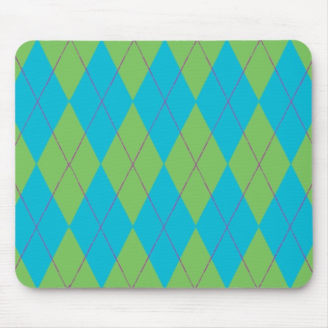 Blue & Green Argyle Mouse Pad (Front)