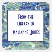 Blue & Green Batik Marble Book Name Plate