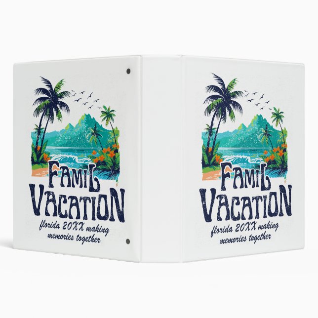Blue & Green Beach Vacation Retro  Binder (Background)