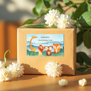 Blue Green Birthday Woodland Animals Sticker