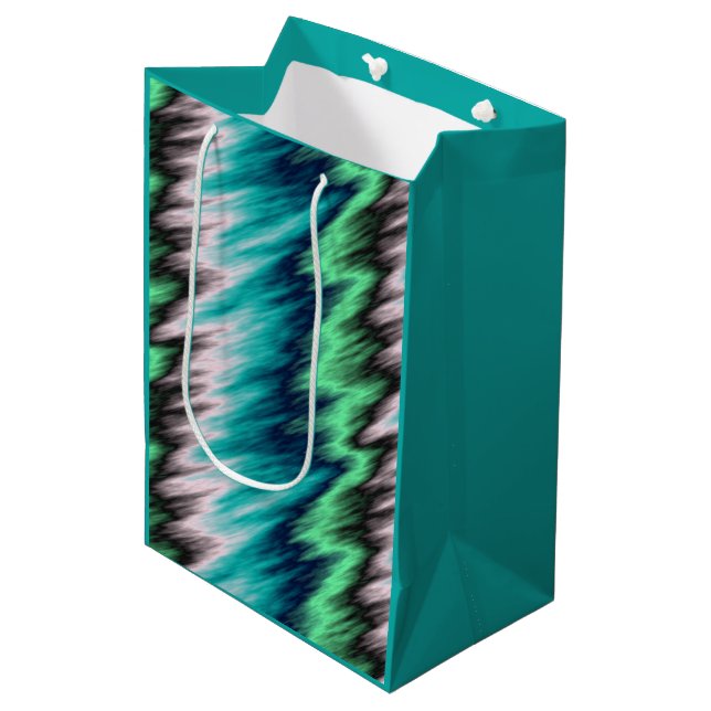 Blue Green black and white abstract Medium Gift Bag (Front Angled)