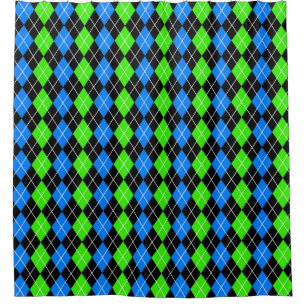 Blue Green Black Argyle Diamond Design 
