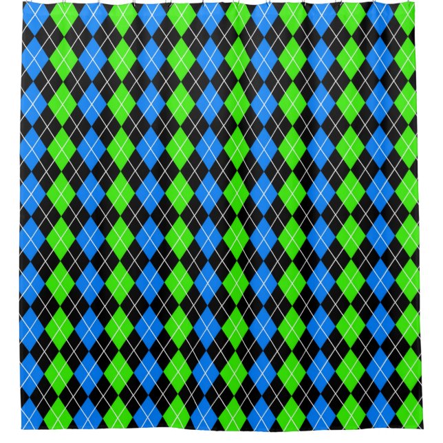Blue Green Black Argyle Diamond Design  (Front)