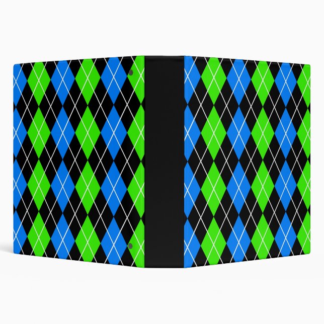 Blue Green Black Argyle Diamond Design  Binder (Background)