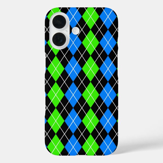 Blue Green Black Argyle Diamond Design  Case-Mate iPhone Case (Back)