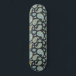 Blue Green Black Pattern Skateboard<br><div class="desc">A vintage retro boho paisley pattern royal blue green and black skateboard. Cute and whimsical.</div>