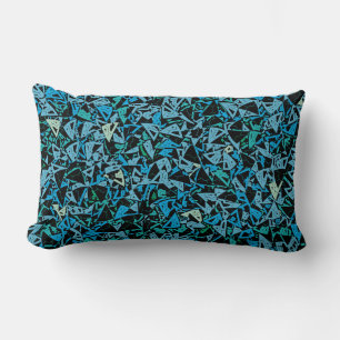 Blue Green Black Triangle Seamless Pattern Lumbar Pillow
