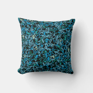 Blue Green Black Triangle Seamless Pattern Throw Pillow