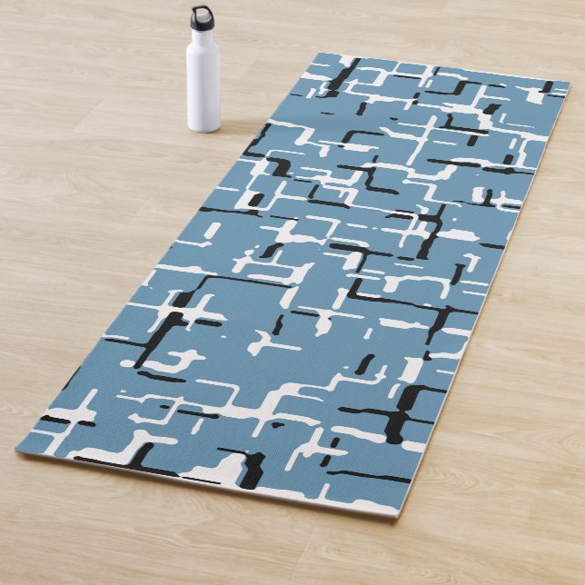 Blue Green Black White Unique Pattern Yoga Mat (In Situ)