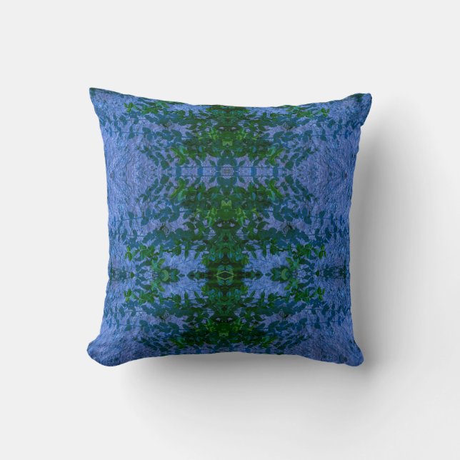 Blue Green Botanic Throw Pillow (Front)
