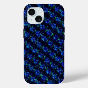 Blue Green Broken Glass Pattern iPhone 15 Case