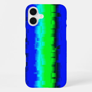 Blue Green Broken Glass Stripes iPhone 16 Plus Case