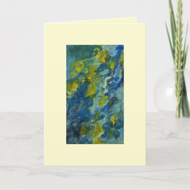 Blue & Green Calm Abstract Hand Drawn Blank Card (Front)