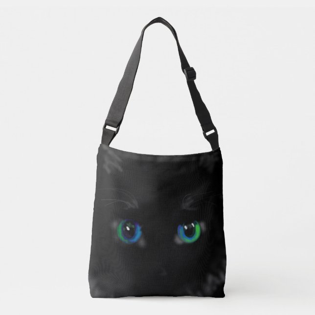 Blue Green Cat Eyes Funny Crossbody Bag (Front)
