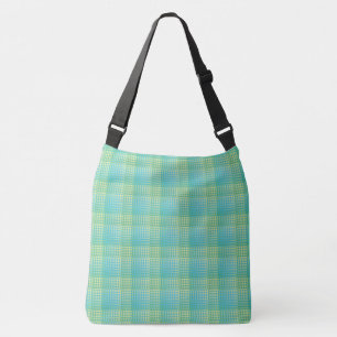 Blue Green Checker Abstract Pattern Crossbody Bag