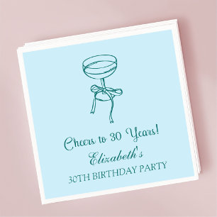 Blue & Green Cheers to 30 years Birthday Napkins