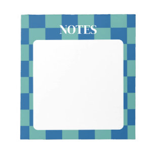 Blue & Green Chequered Bold & Customizable Notepad
