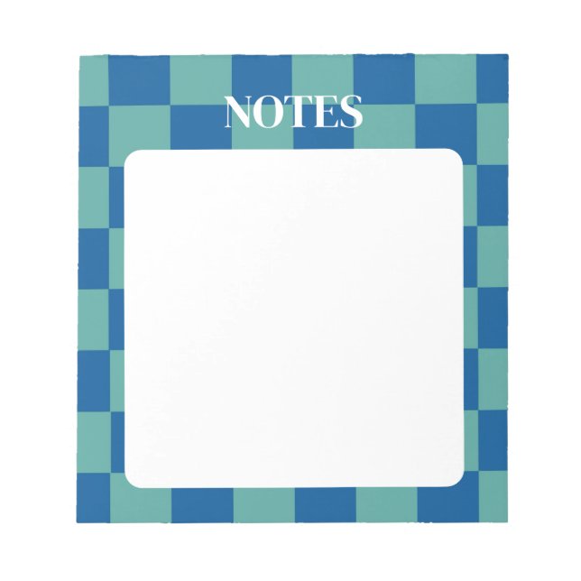 Blue & Green Chequered Bold & Customizable Notepad (Front)