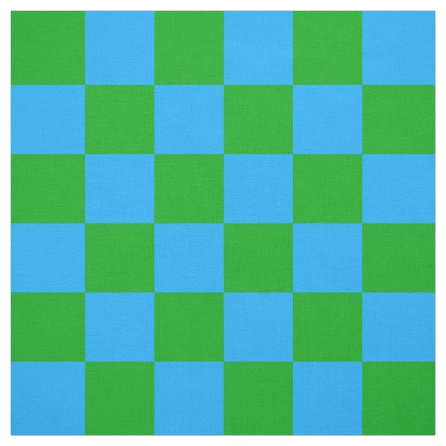 Blue Green Chequered Check Pattern Fabric (Swatch)