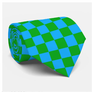 Blue Green Chequered Check Pattern Tie