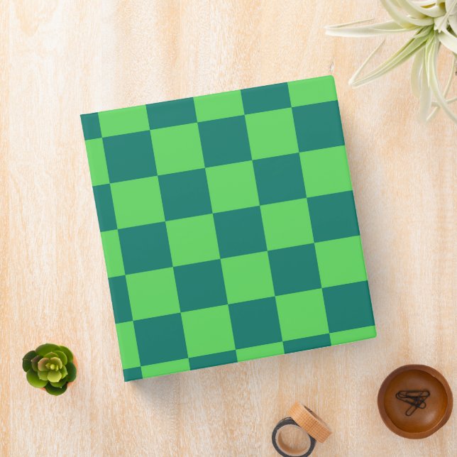 Blue Green Chequered Gingham Pattern Binder (In Situ)