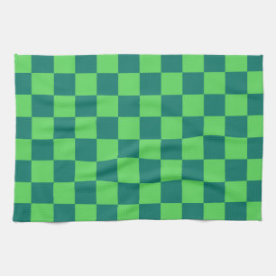 Blue Green Chequered Gingham Pattern Kitchen Towel