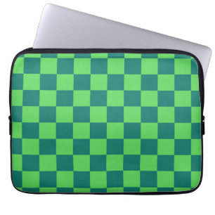 Blue Green Chequered Gingham Pattern Laptop Sleeve