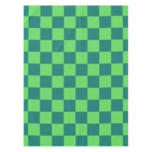 Blue Green Chequered Gingham Pattern Tablecloth
