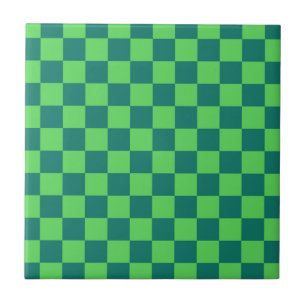 Blue Green Chequered Gingham Pattern Tile