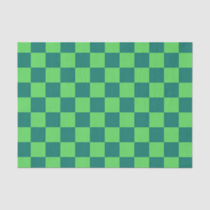 Blue Green Chequered Gingham Pattern Tissue Paper
