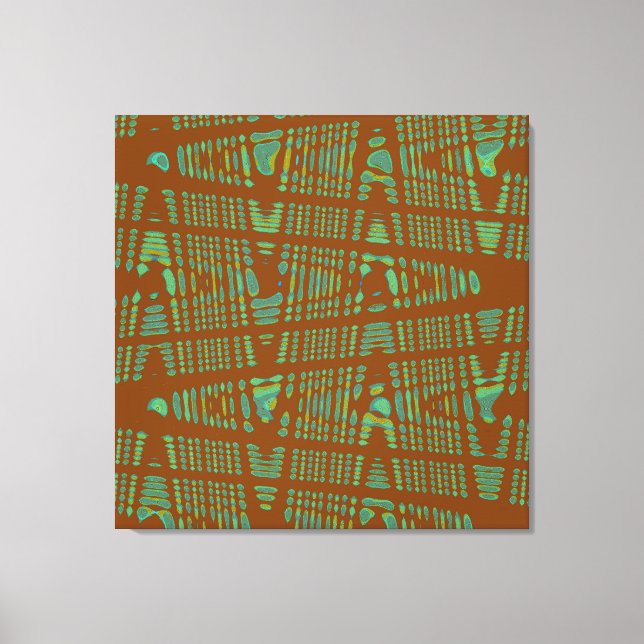 Blue Green Chestnut Brown Modern Abstract Wave Canvas Print (Front)