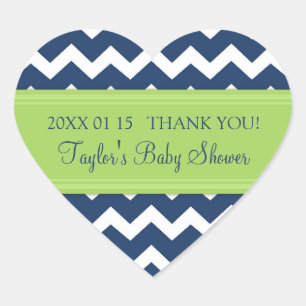 Blue Green Chevron Baby Shower Favour Stickers