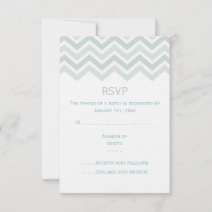 Blue & Green Chevron Wedding RSVP Card