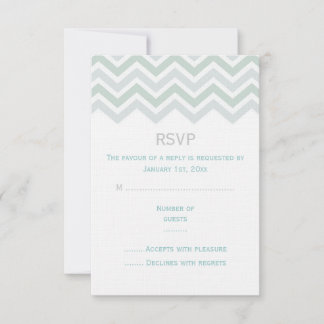 Blue & Green Chevron Wedding RSVP Card