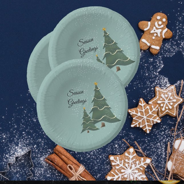 Blue Green   Christmas Tree Design Paper Bowls Plate (Creator Uploaded)