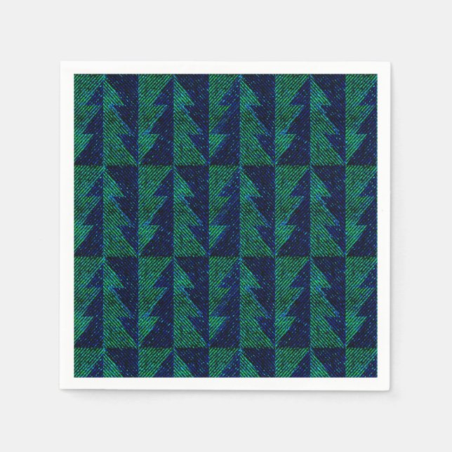 Blue, green Christmas trees. Christmas Napkin (Front)