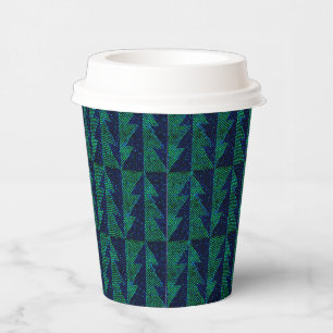 Blue, green Christmas trees.  Paper Cups