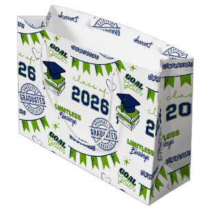 Blue Green Class of 2026 Graduation Large Gift Bag