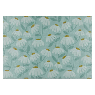 Blue & Green Climbing Daisies Floral Pattern Cutting Board