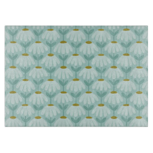 Blue & Green Climbing Daisies Floral Pattern Cutting Board